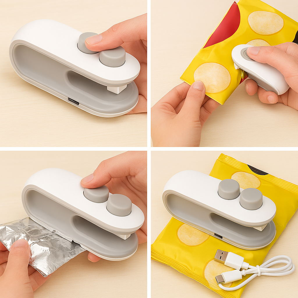 Mini Selladora Portátil con Cortador Integrado para Alimentos®