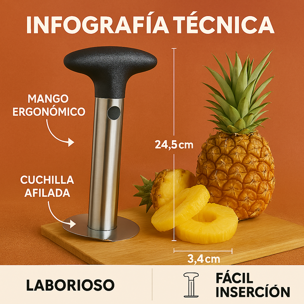 Pelador De Piña Inoxidable – Rodajas Perfectas Sin Esfuerzo®