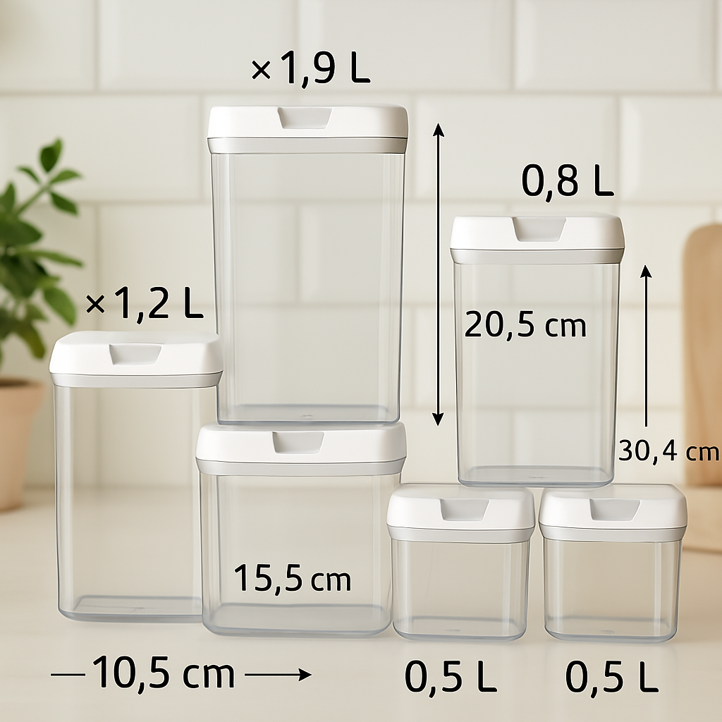 Set x 7 Tarros de Cocina con Tapa Hermética ®