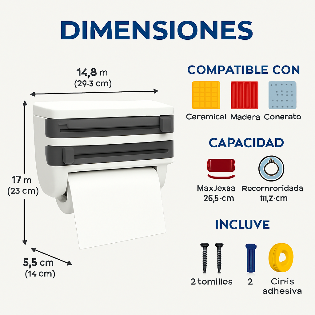 Dispensador de Papel de Cocina Montado en Pared®