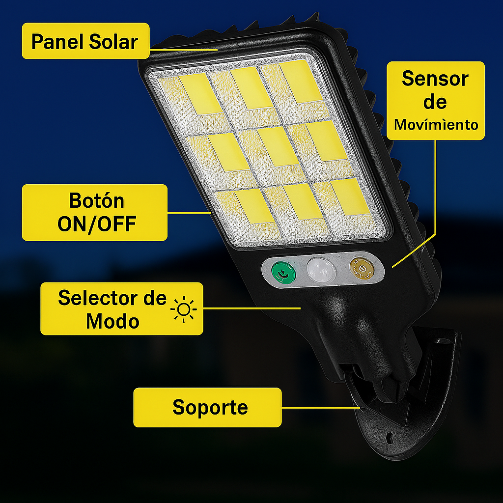Lámpara solar LED con sensor de movimiento y control remoto®