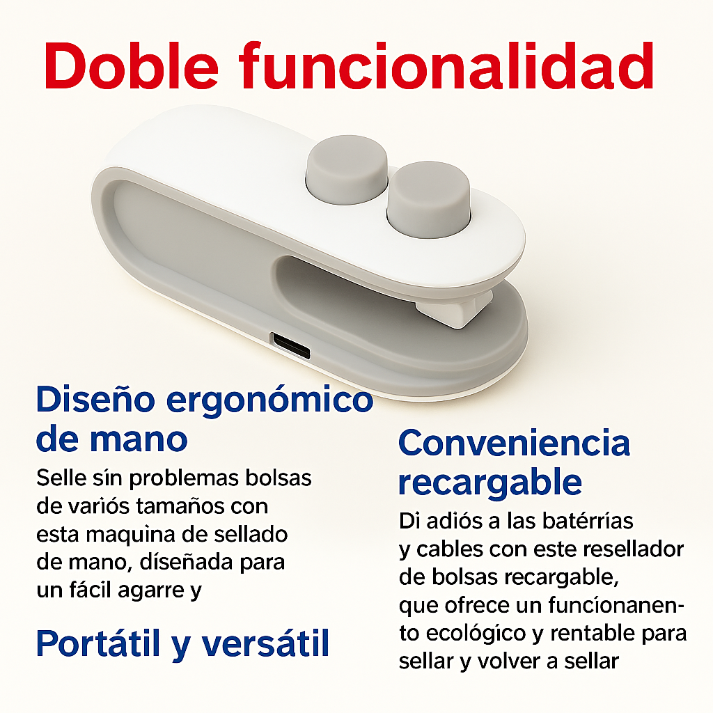 Mini Selladora Portátil con Cortador Integrado para Alimentos®