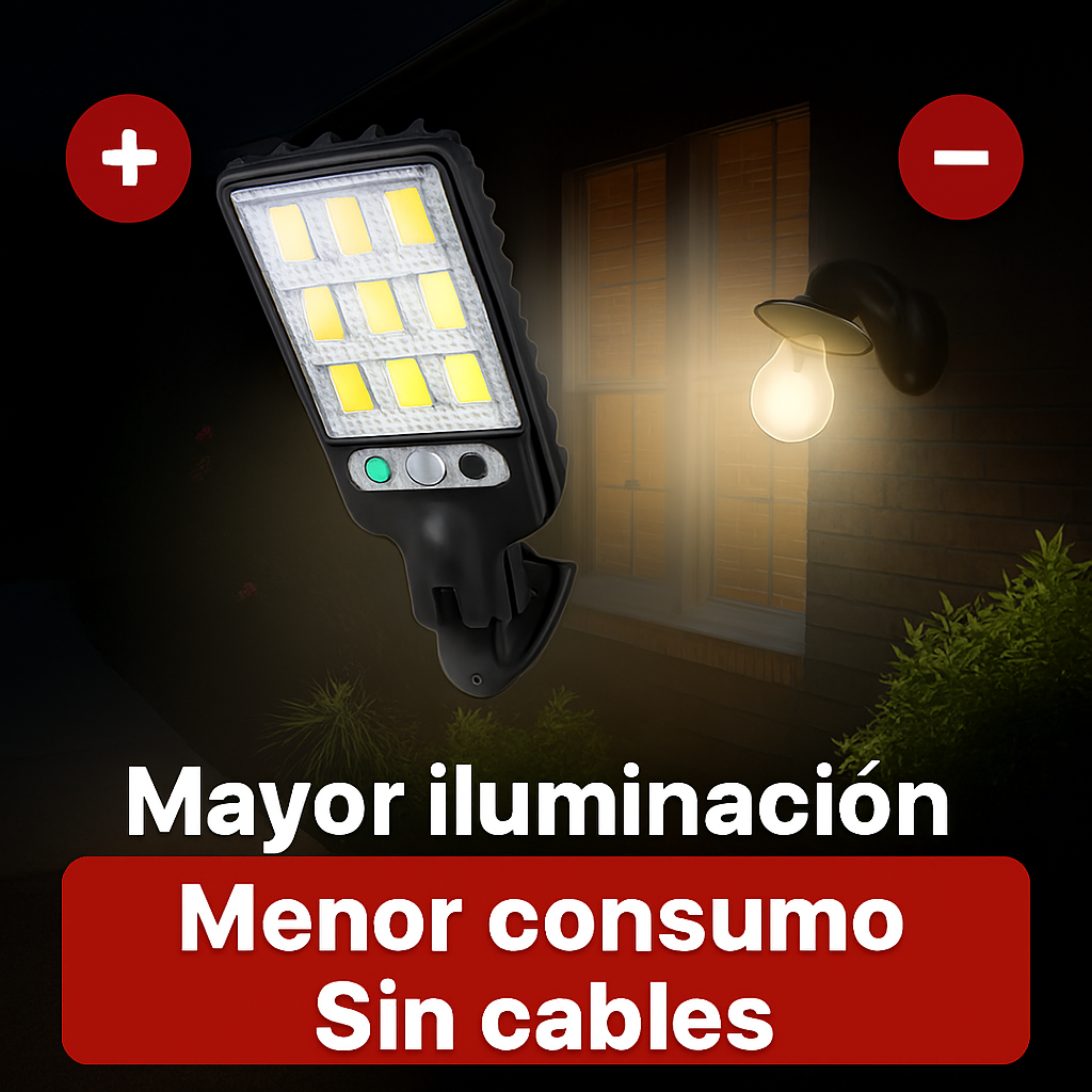 Lámpara solar LED con sensor de movimiento y control remoto®